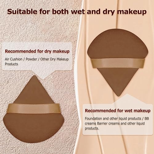 Miniatura 3 de 16 piezas de polvo de polvo, almohadillas de maquillaje triangulares para polvo corporal suelto, herramientas de maquillaje de belleza, marrón