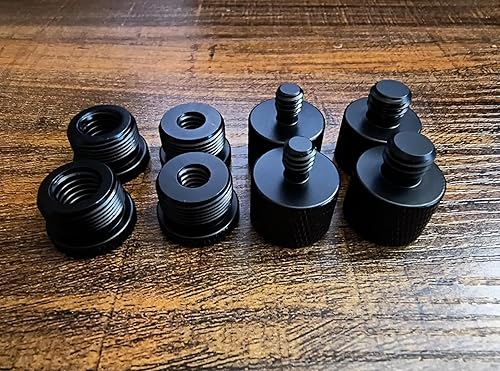 Miniatura 3 de Kit de adaptador de rosca de micrófono de 58 a 38 adaptadores de tornillo de micrófono 14 a 58 Adaptador de soporte de micrófono de aleación de