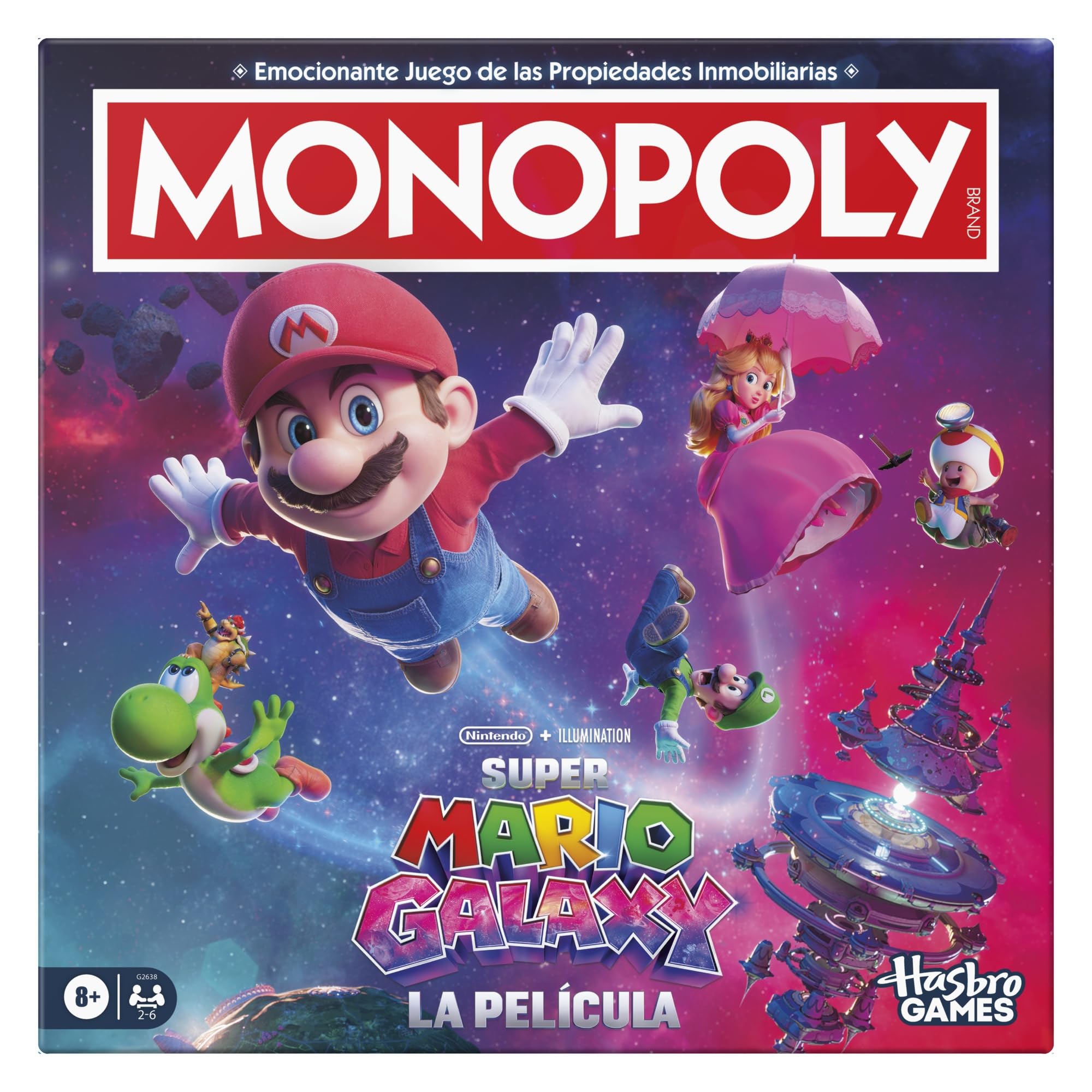 Monopoly: Super Mario Galaxy La Película Juego de Mesa I Divertidos Juegos Familiares para niños, Adolescentes y Adultos | De 2 a 6 Jugadores | Edad: 8+ - Versión en español