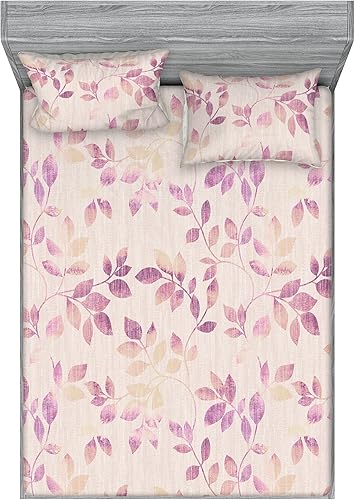 Miniatura 12 de Ambesonne Floral Fitted Sheet & Pillow Sham Set, Retro Wave Inspired Flower Motif with Space Inspired Effects Print, Decorative Printed 3 Piece Dark