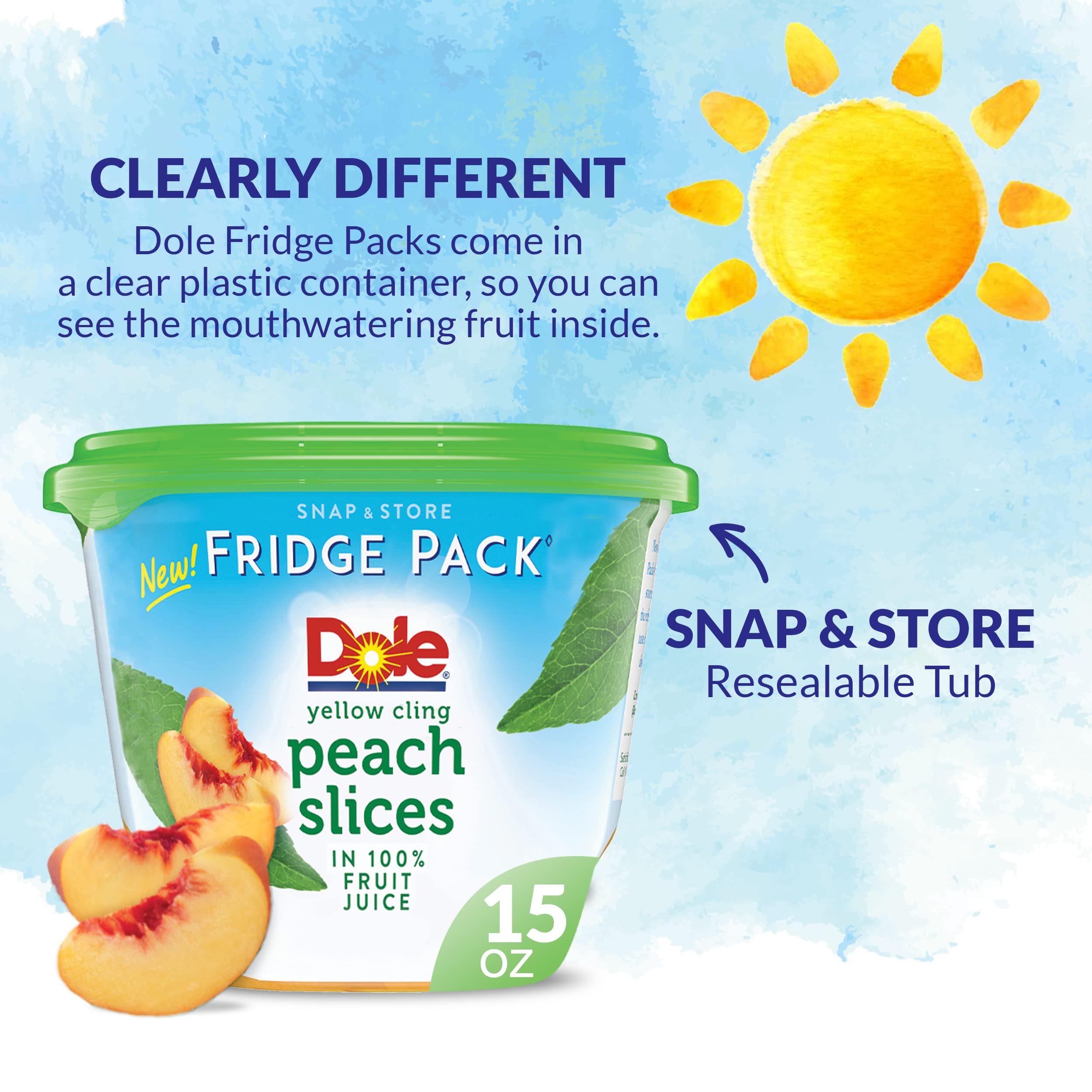 Amazon.com : Dole Fridge Pack Yellow Cling Peach Slices in 100