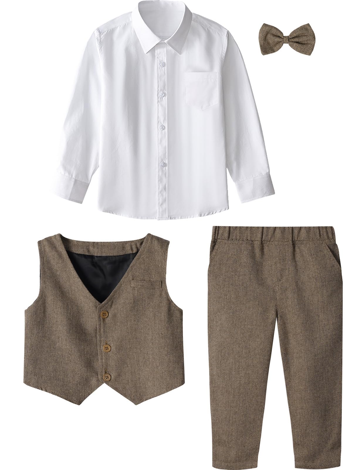 mintgreen Baby Anzug Junge, Kleinkind Weihnachten Outfit Gentleman Lange Ärmel Kleiderset Hemd + Weste + Hose, 1-4 Jahre