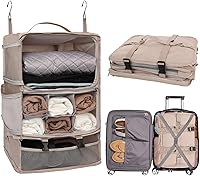Vista 16 de TABITORA Estantes colgantes portátiles de viaje, organizador de armario, organizador de equipaje y almacenamiento con compartimento invisible