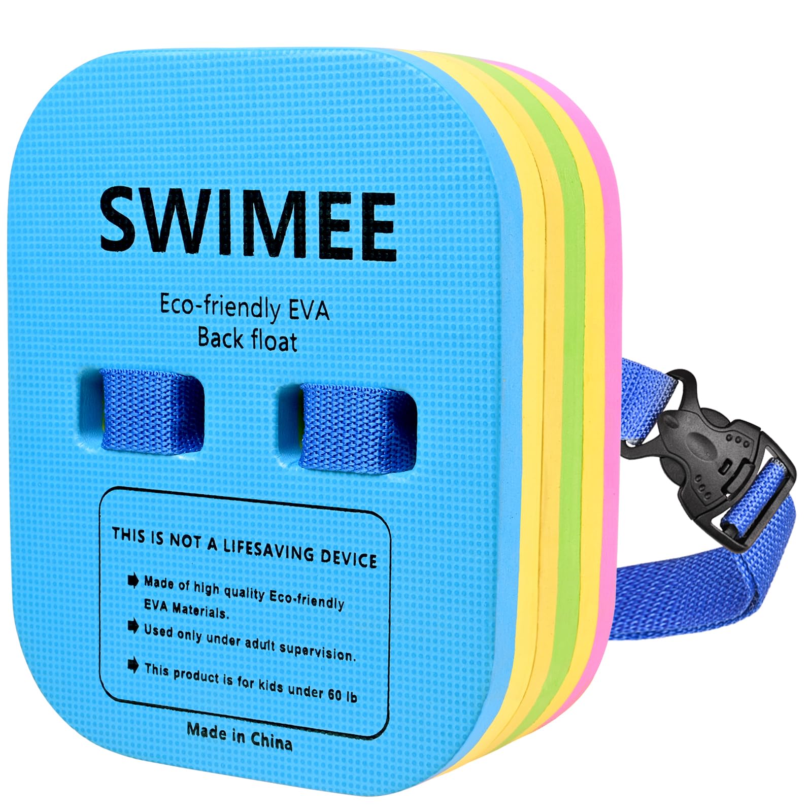 SWIMEE Back Float Safety Swim Trainer Swimming Bubble Belt with Adjustable 3 Layers Swim Belts Comfortable Waterproof Floaties Device for Kids Toddler Swimming Floats (10lb-60lb)