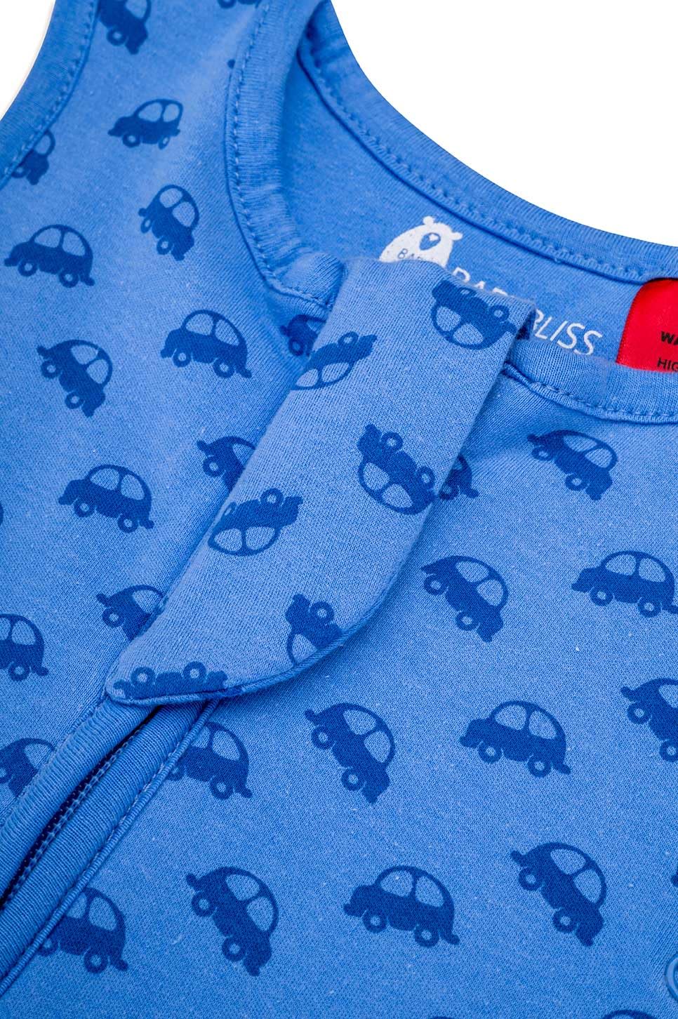 BlissSac de couchage bébé 1.0 tog Coton Biologique, Gigoteuse sans manches pour bébé 0-36 Mois (Vroom Cars, 6-18 Mois)