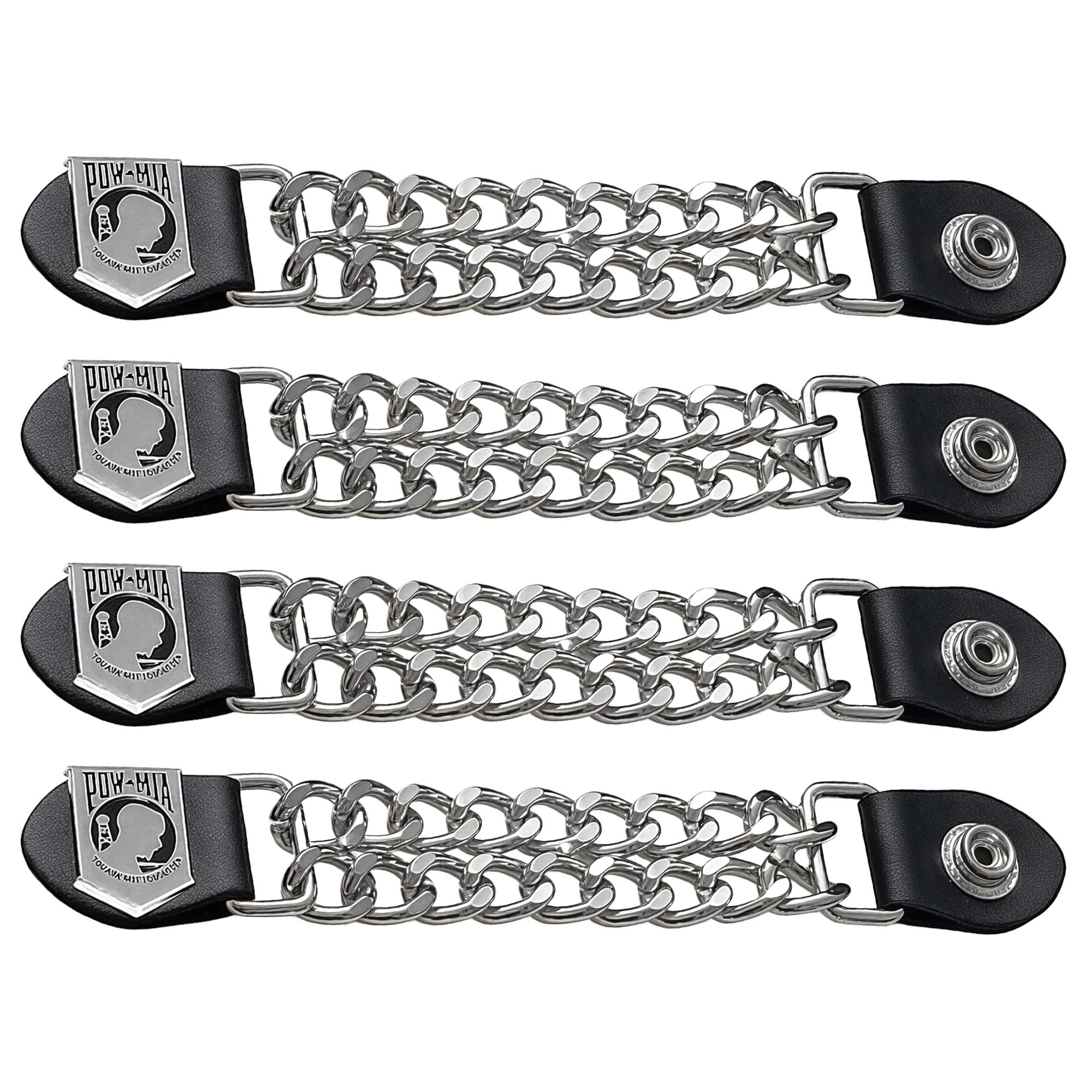 Motorcycle Vest Extenders for Men &amp; Women - 4 PCS Leather Vest Extensions for Biker - Durable Double Chrome Chains