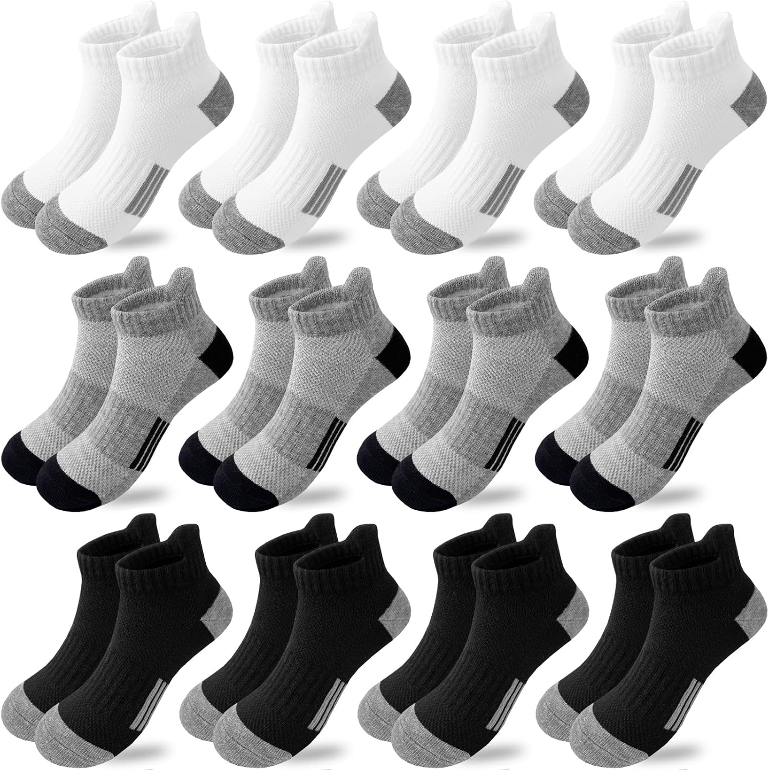 Bemeol Boys Socks 12 Pairs Ankle Socks Boy Sport Athletic Running Sock Low Cut Ankle Sock for Kids