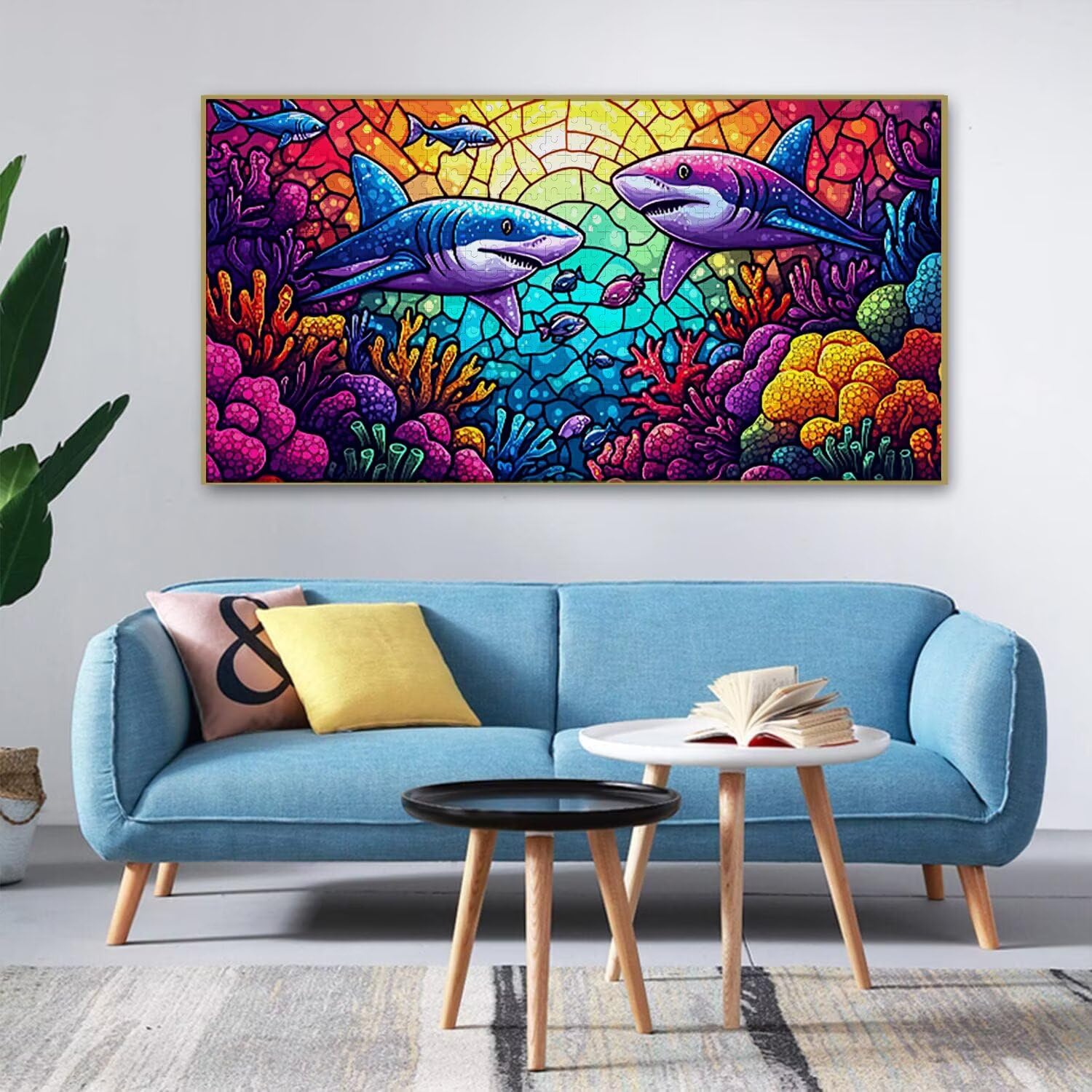 Puzzle de Madera para Adultos 900 Piezas - tiburón, Obra de Arte de Juego de Rompecabezas para Adultos, Puzzle de Impresión de Alta Definición Multicolor, Pasatiempo Creativo Regalo b-837