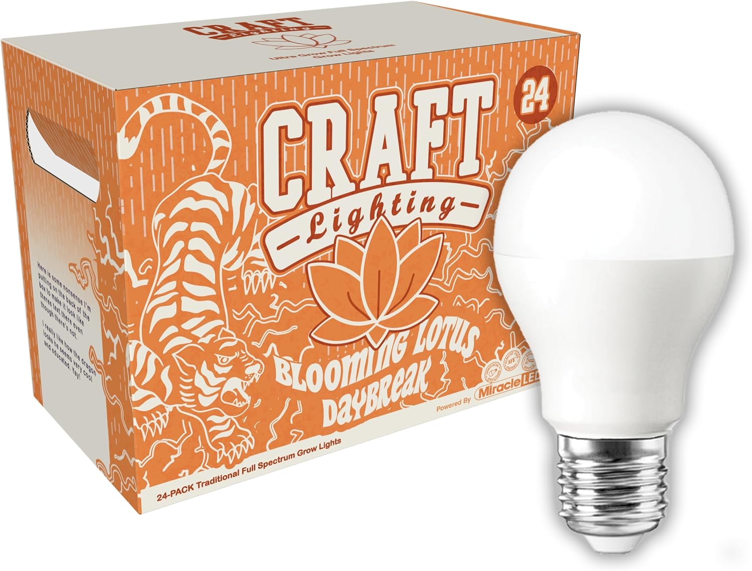 Miracle LED Craft Lighting Blooming Lotus Daybreak Full Spectrum LED Grow Light Bulb Replacing 150W (24-Pack) 24 Count (Pack of 1) Full Spectrum