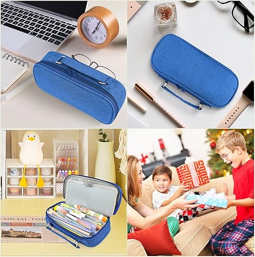 Miniatura 6 de Krightlink Estuche para lápices de gran capacidad, bolsa de almacenamiento grande para lápices con cremallera, organizador de bolsa de lápices