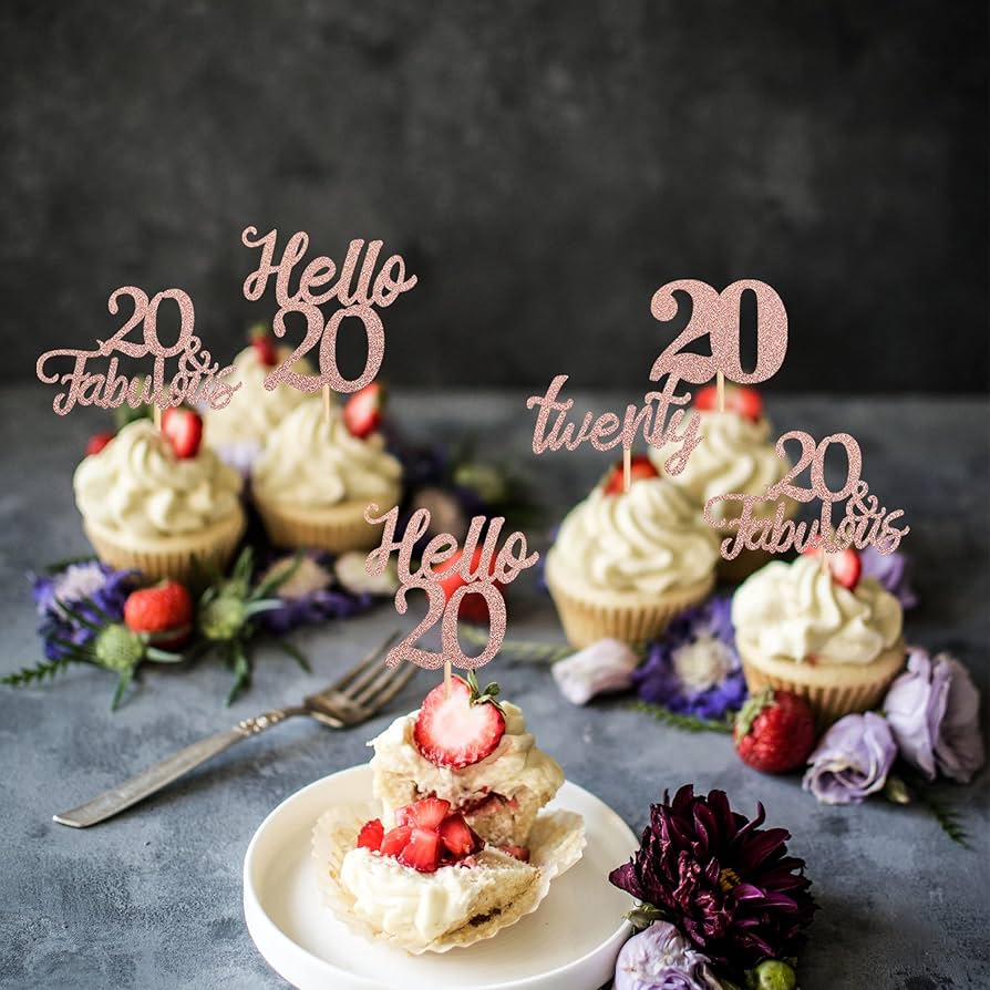 カップケーキピック Amazon.co.jp: 20歳の誕生日カップケーキトッパー Hello 20