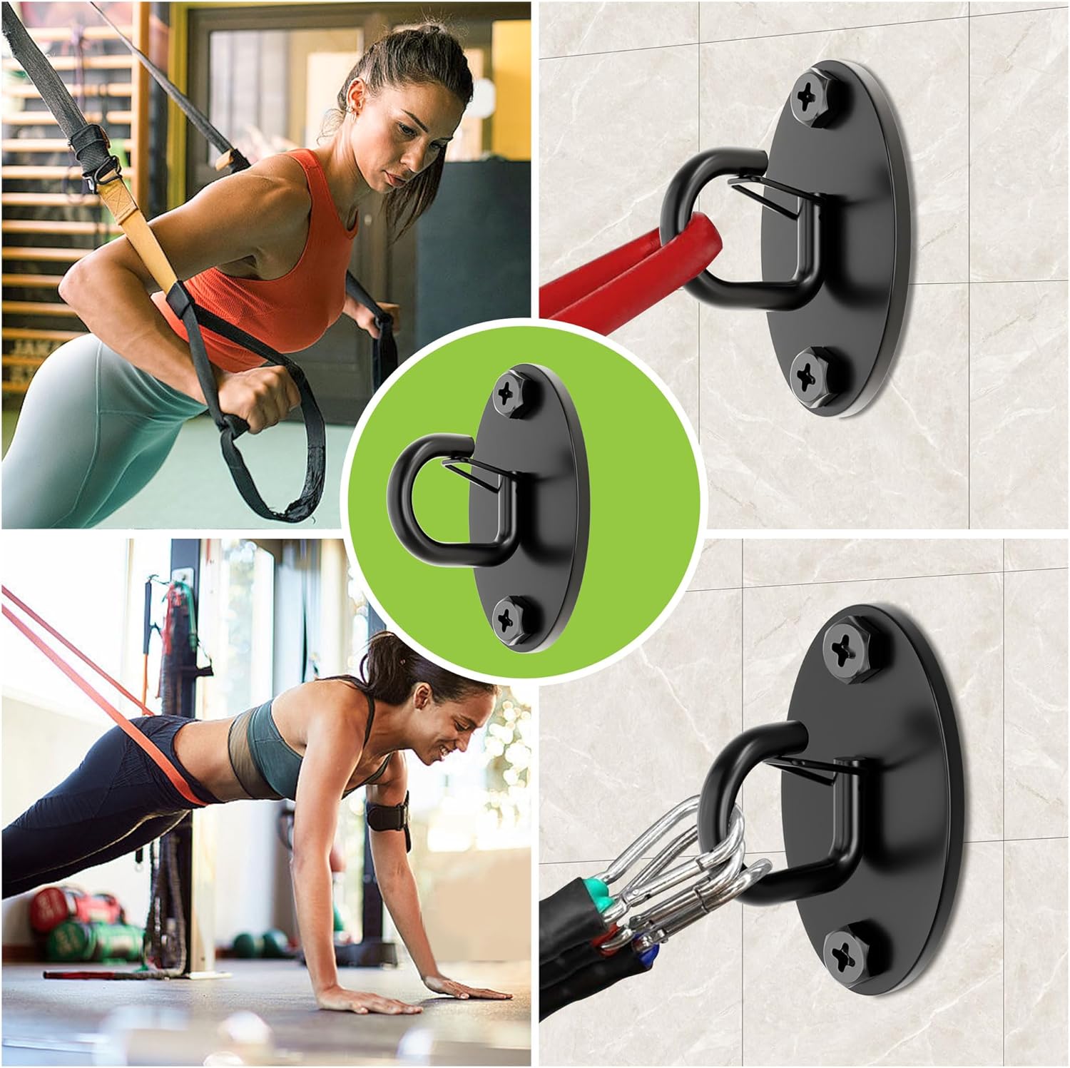 Resistance Band Wall Anchors System, Wall Mount Workout Anchors for Exercise Bands, Space-Saving Home Gym Hooks for Different Levels Strength Training,Fitness
