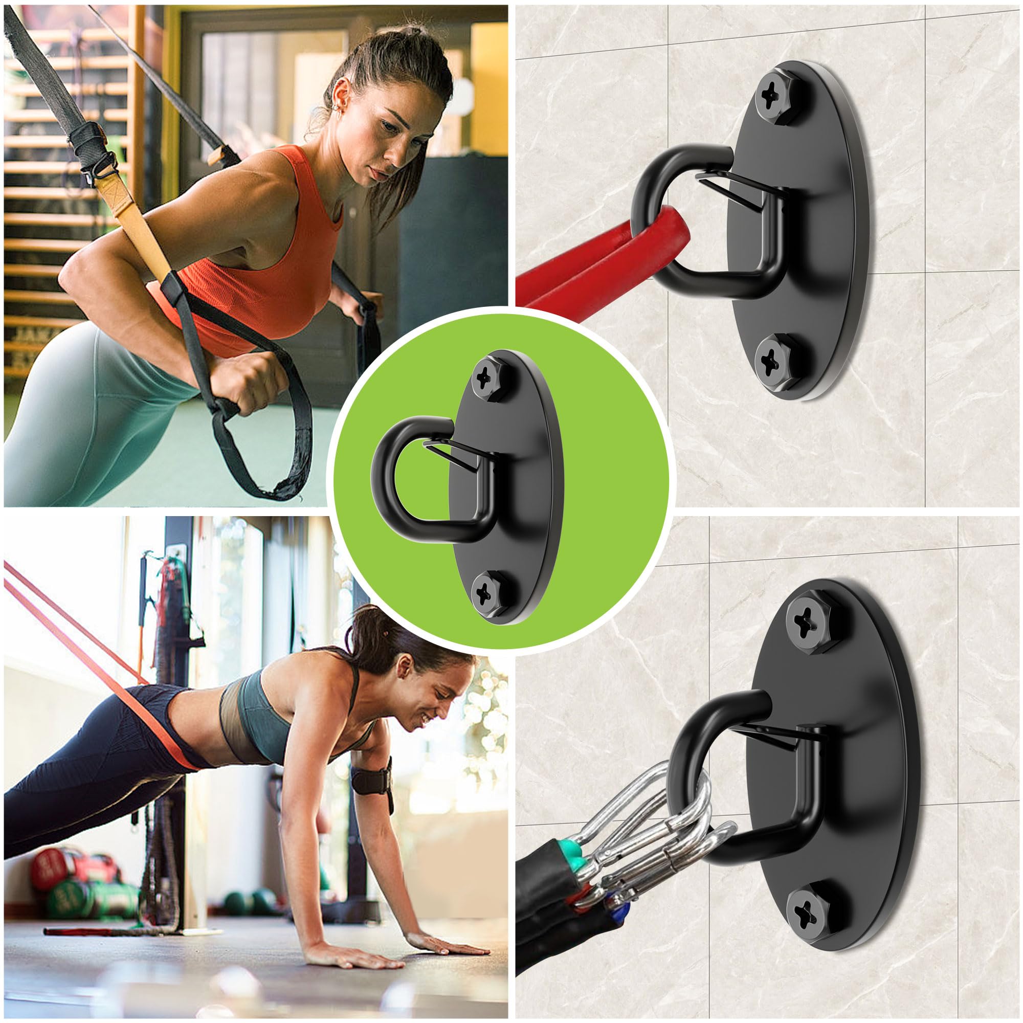 4 anclajes de pared para bandas de resistencia, anclaje de pared para gimnasio, soporte de banda de ejercicio, ganchos de entrenamiento que ahorran espacio para entrenamientos de fitness en