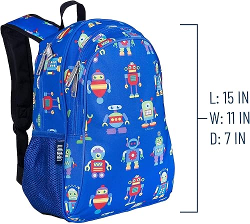 Miniatura 9 de Wildkin Paquete de mochila para niños de 15 pulgadas con bolsa de almuerzo (robots)