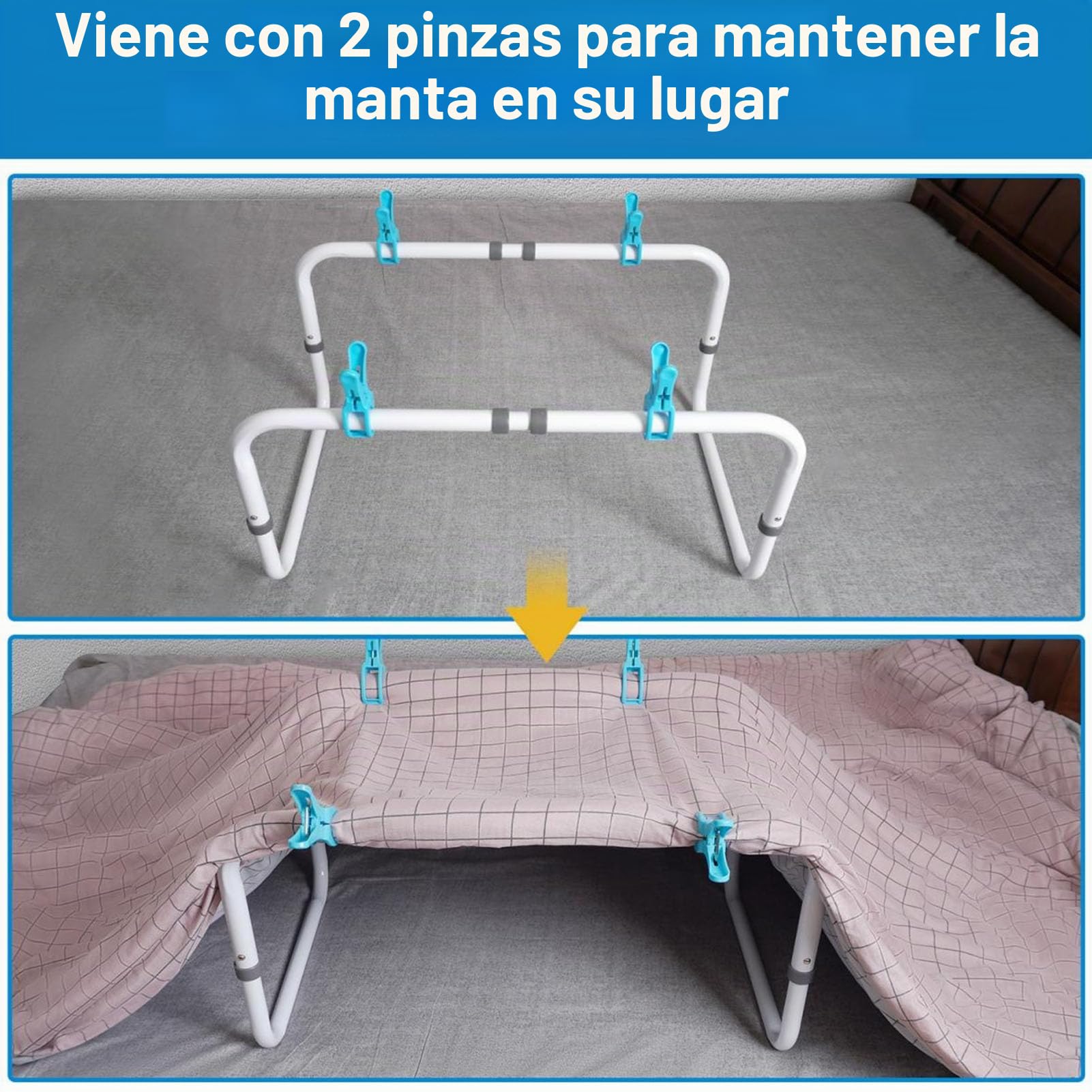 Zunate Elevador de Manta Ajustable para Pies, Reduce la Presión, Fácil Instalación y Portabilidad, Longitud Ajustable, Adecuado para Cama, Recuperación Posquirúrgica, Marco de Soporte