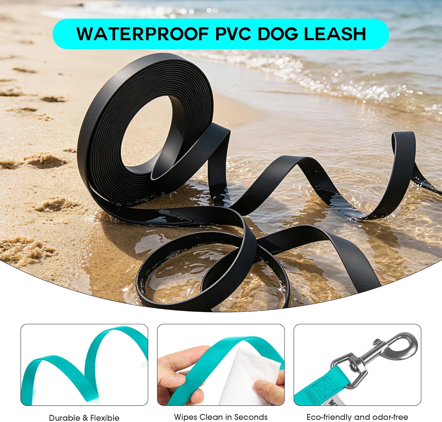 Wolfone 40ft Green Long Leash - Waterproof Training Dog Leash for Recall, Swimming, Camping, Beach, Hunting, Walking