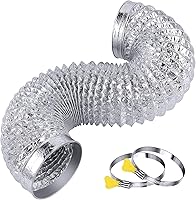 Steelsoft Heavy Duty 4 Inch Flexible Dryer Vent Hose 3FT - Extra Thick 6-Ply Aluminum Foil Duct Kit with 2 Key Clamps for Tight Spaces