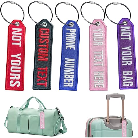mvcen Embroidery Luggage Tag, Custom Travel Suitcases Tags Label,Name Number Tags with Stainless Steel Loop for Luggage, Travel Duffel Bag, Travel Accessories