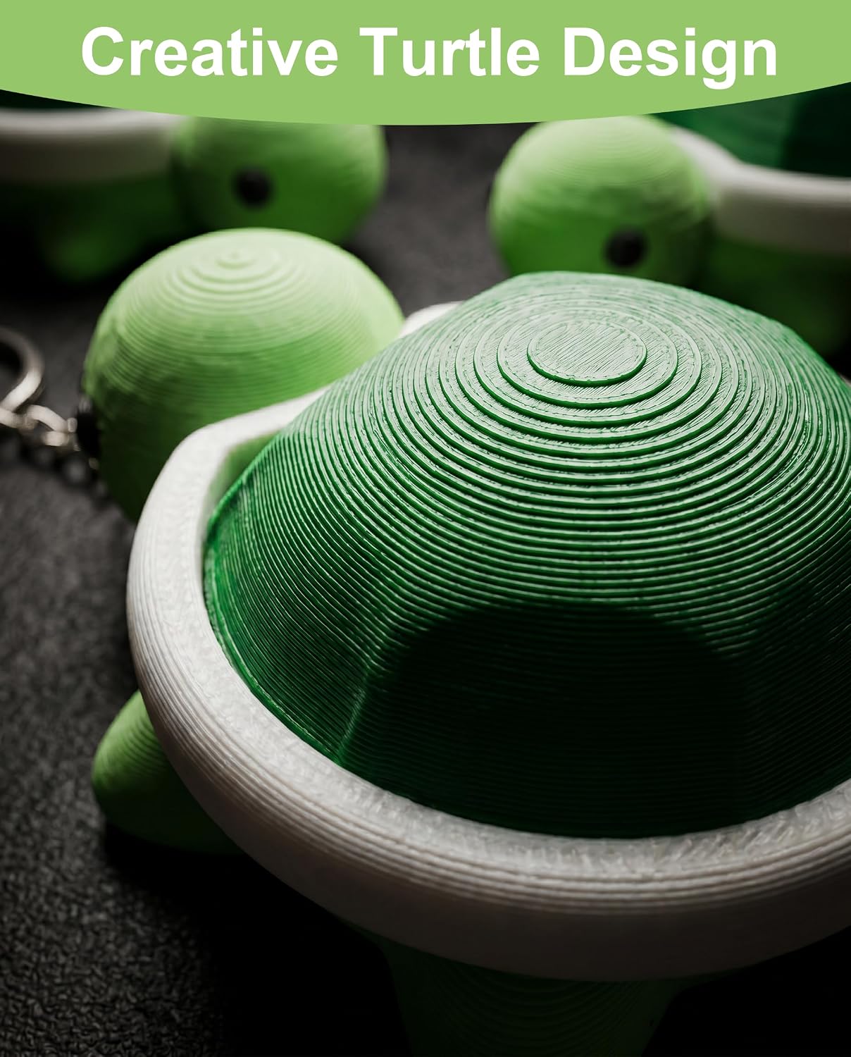 3 Pcs 3D Printed Turtle Fidget Clicker Keychain, Keyboard Fidget Toy for Adults, Animal Charm for Backpack, Keys, Bags, Desks