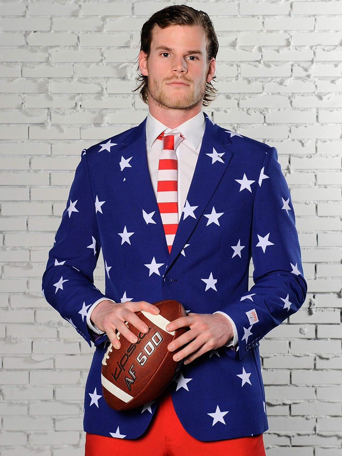 OppoSuits Men American Flag Suit - USA Outfit for the 4th of July with Red White and Blue Jacket, Pants and Tie