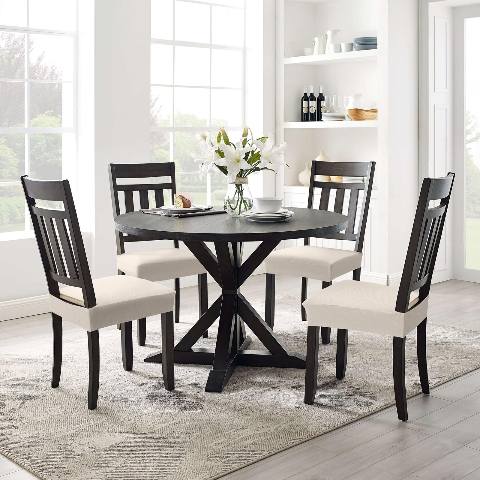 Smiry Stretch Seat Covers - Dining Room Set of 8 -8
