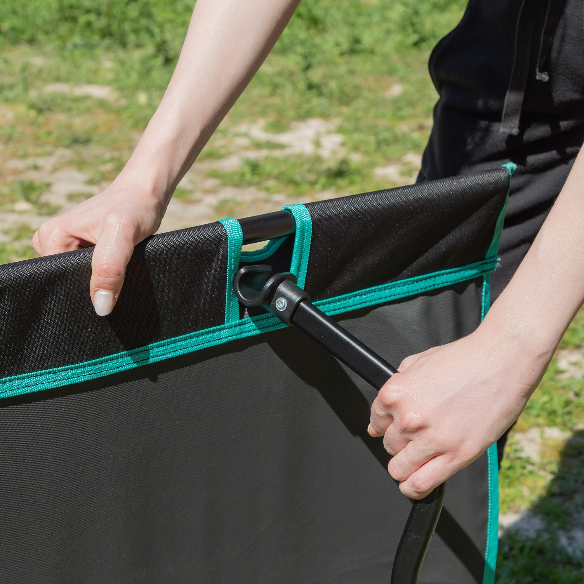 AKTIVE Cama plegable camping negra, 193x67x14,5 cm, Bolsa de transporte incluida, Soporta hasta 100 kg, Fácil de montar, guardar y transportar, Como cama auxiliar en acampadas (63128)