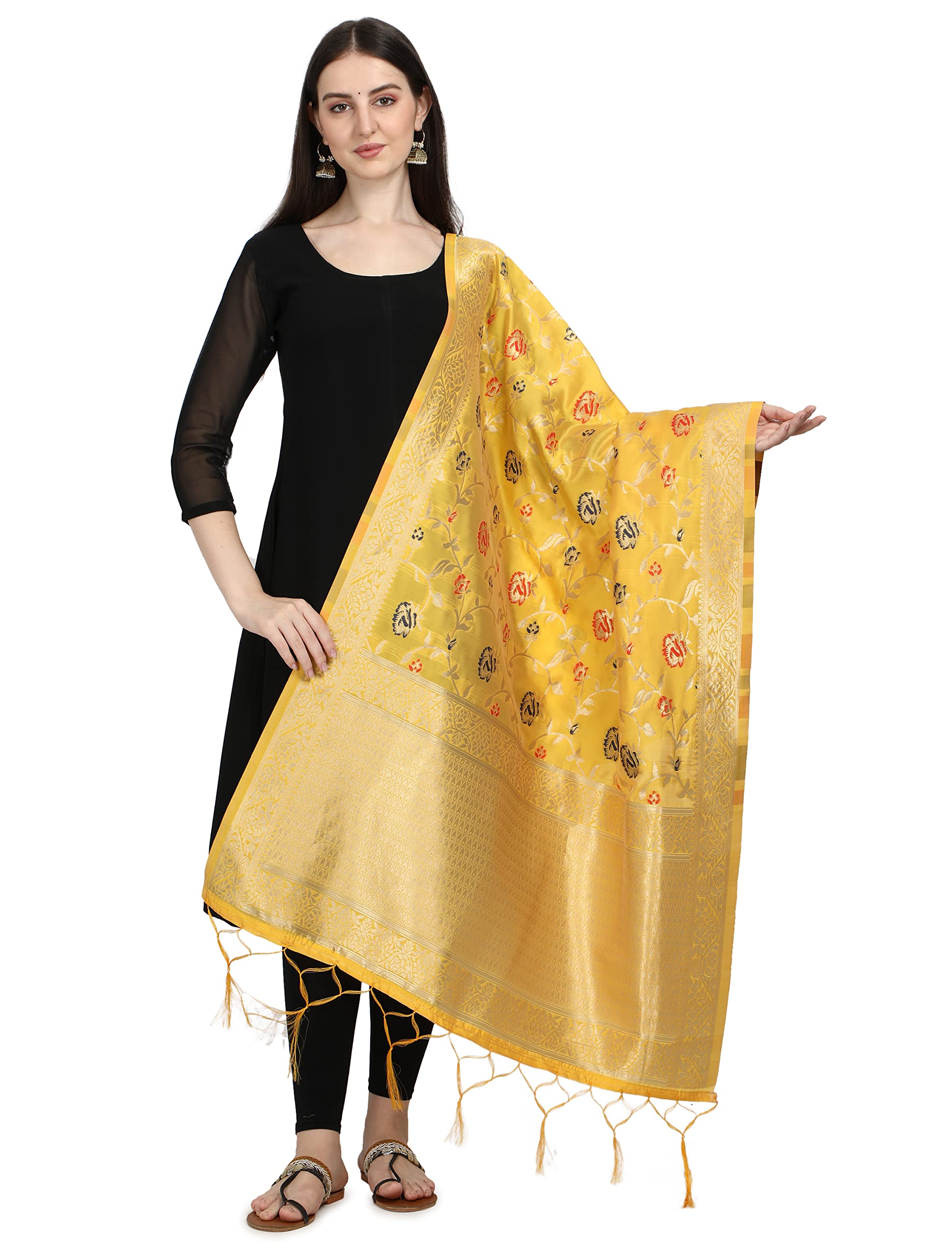 DEVANGIWomen's Floral Silk Blend Dupatta