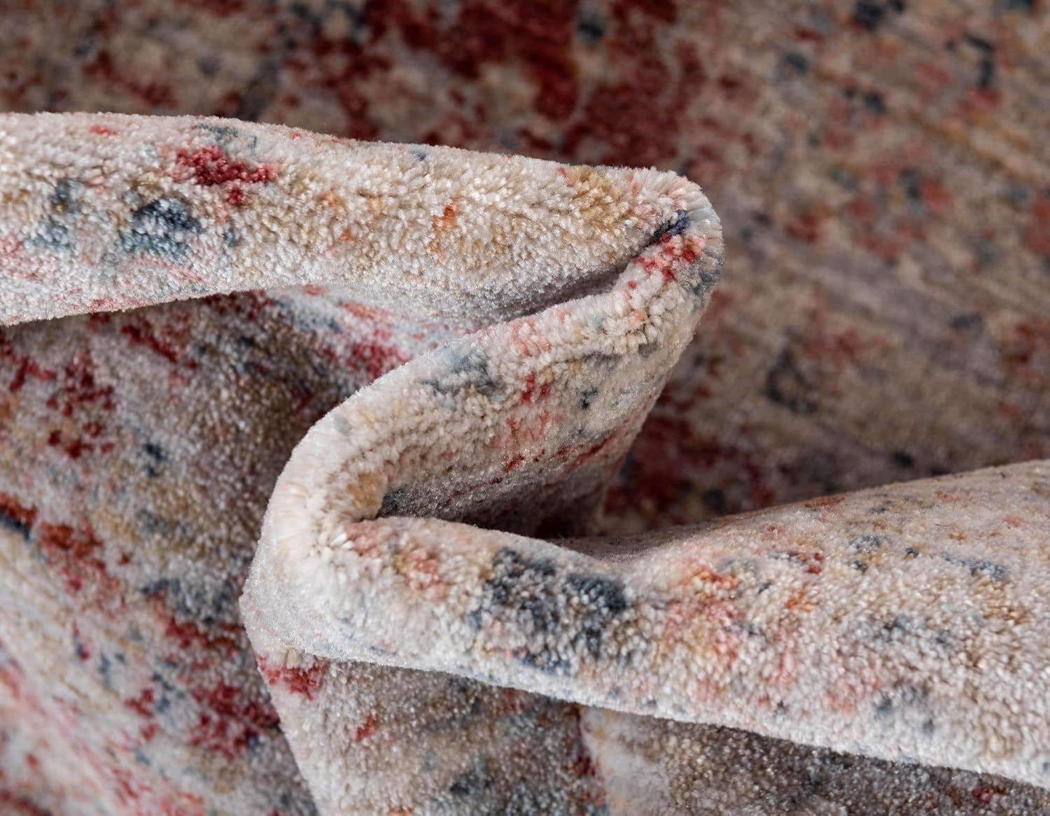 Unique Loom Noble Collection Country, Traditional, Distressed, Vintage, Geometric, Border Area Rug (8' 0 x 9' 11 Rectangular, Red/Ivory)