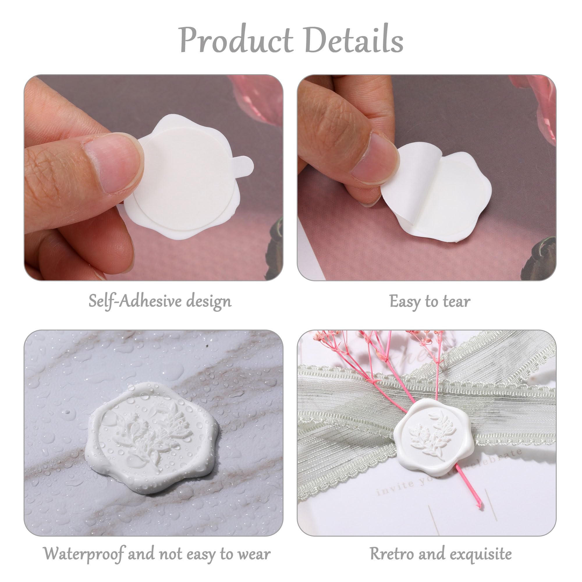 50 Adesivi Per Sigilli In Cera - Design Rosmarino Vintage, Diametro 29 Mm - Foto 4