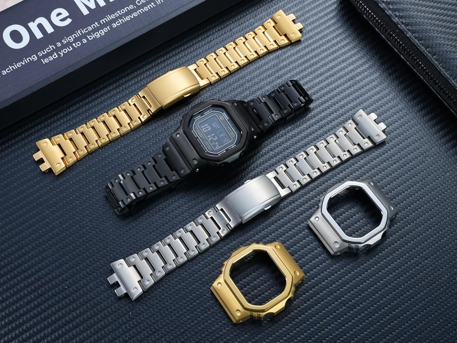 Compatible with G-SHOCK Casio Silver Square 3459 GMW-B5000 Series Case and Strap Accessories, Lightweight Titanium Alloy Set