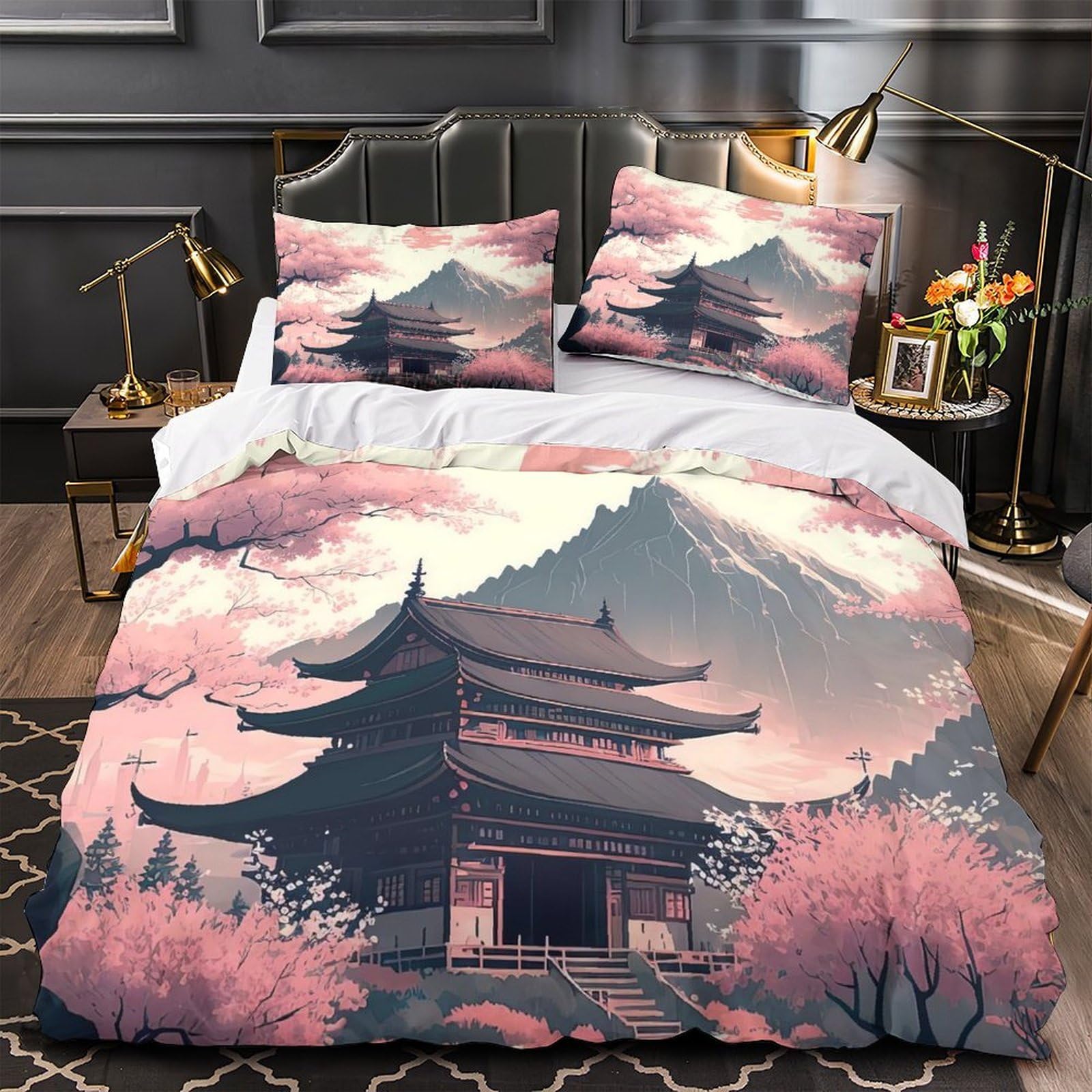 Parure de lit japonaise 140x200 housse couette microfibre hypoallergénique