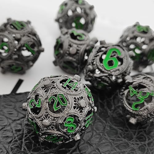 Miniatura 7 de AHDKEJG DD DND - Juego de dados de metal hueco para Calabozos y Dragones de 20 lados poliédricos con caja de metal de regalo para D y D Pathfinder