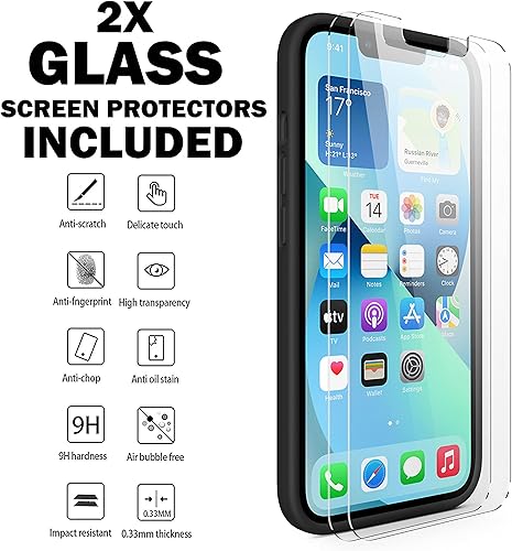 Miniatura 3 de CellEver Funda de silicona ultra duradera para iPhone 13 Pro con 2 protectores de pantalla de vidrio, protección de cuerpo completo, funda