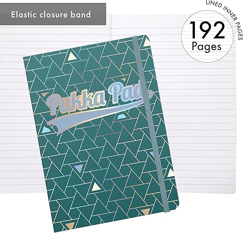 Miniatura 9 de Pukka Pad Glee - Diarios A5  Paquete de 3 cuadernos con 192 páginas, 96 hojas de papel rayado de 80 GSM y cierre elástico para la escuela, la