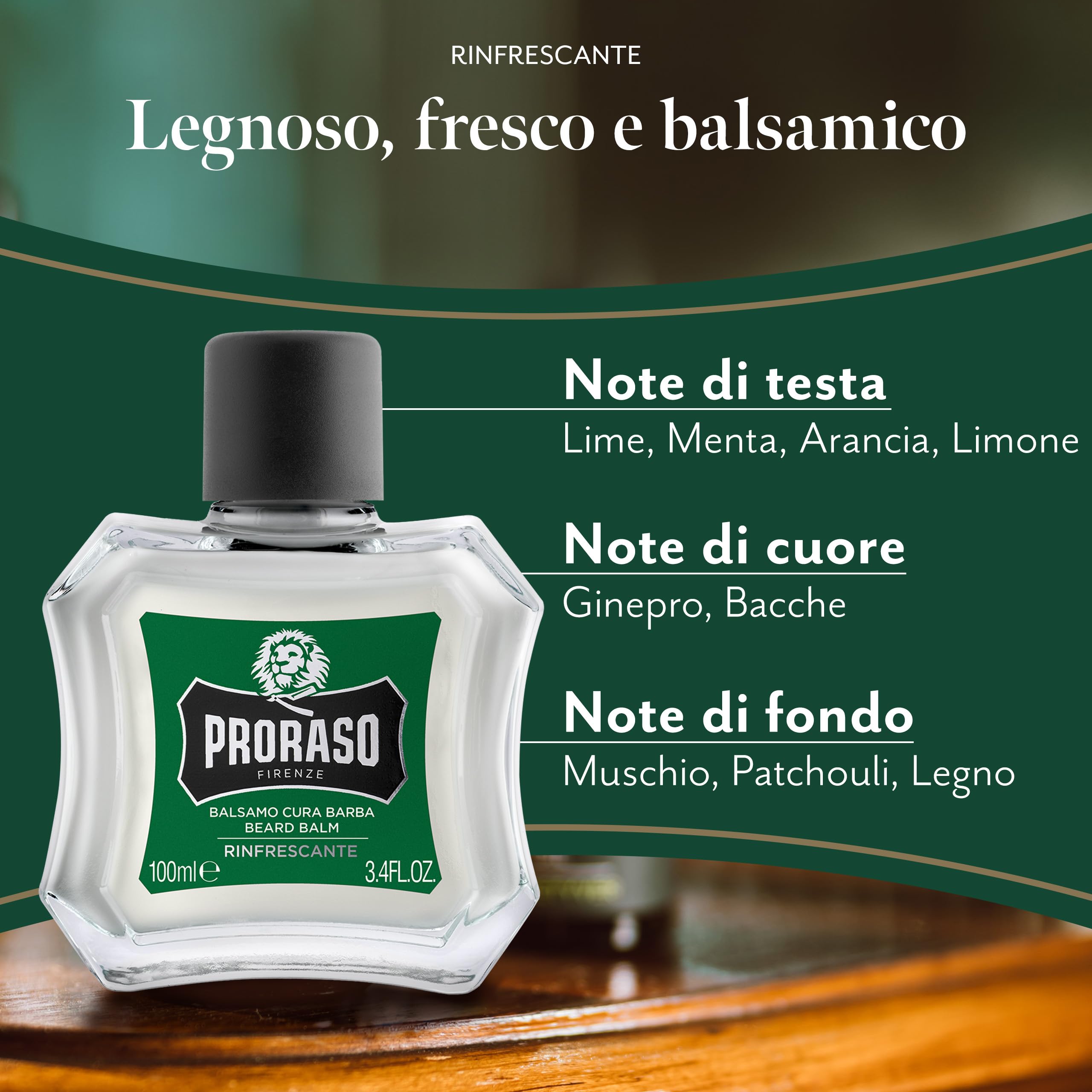 Proraso Balsamo Cura Barba Rinfrescante, 100ml, Balsamo barba uomo per nutrire e ammorbidire la pelle ottenendo immediato sollievo, Made in Italy