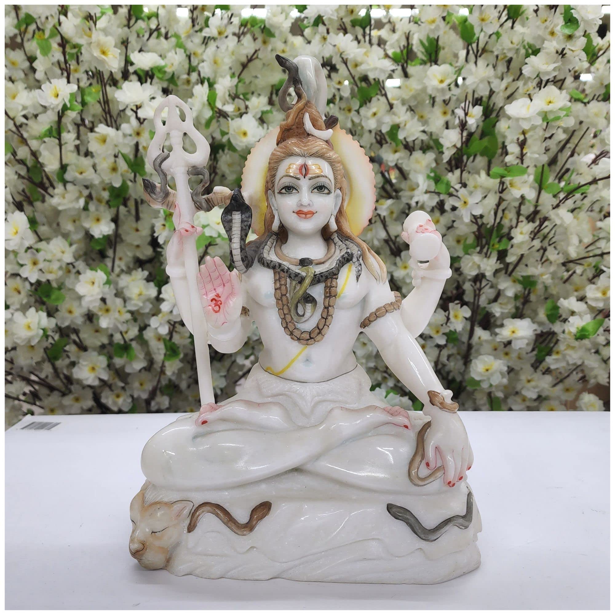 AtoZ India Cart Lord Shiva Statue Large Shiva Idol Marble Shiv Statue Mahadev Sculpture Indian God Statue Gods of God Meditating Shiva Figure Indian Home Temple Decor Shiva Murti Rudra, Shankara