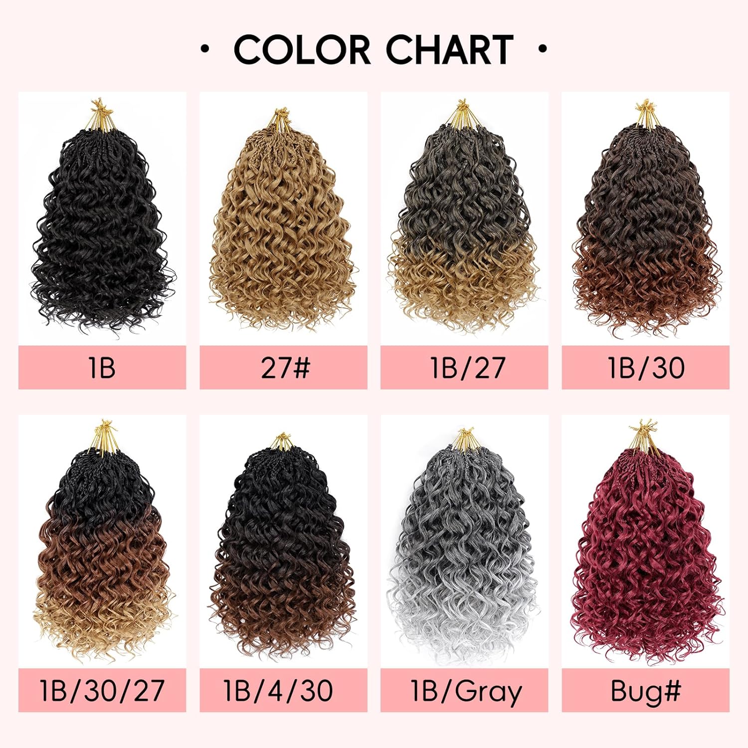 Pre looped GoGo Curl Crochet Hair 14 Inch 8 packs Curly Crochet Hair for Women Pre twisted Box Braids with Curly Ends Water Wave Beach Curls Synthetic Boho Hair Extensions Ombre Brown 1B/30