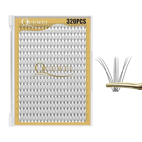 Miniatura 28 de QUEWEL Extensiones de pestañas en racimo de 320 unidades, pestañas rizadas 50D, C, mezcla de pestañas individuales de 0.47 a 0.70 pulgadas, racimos