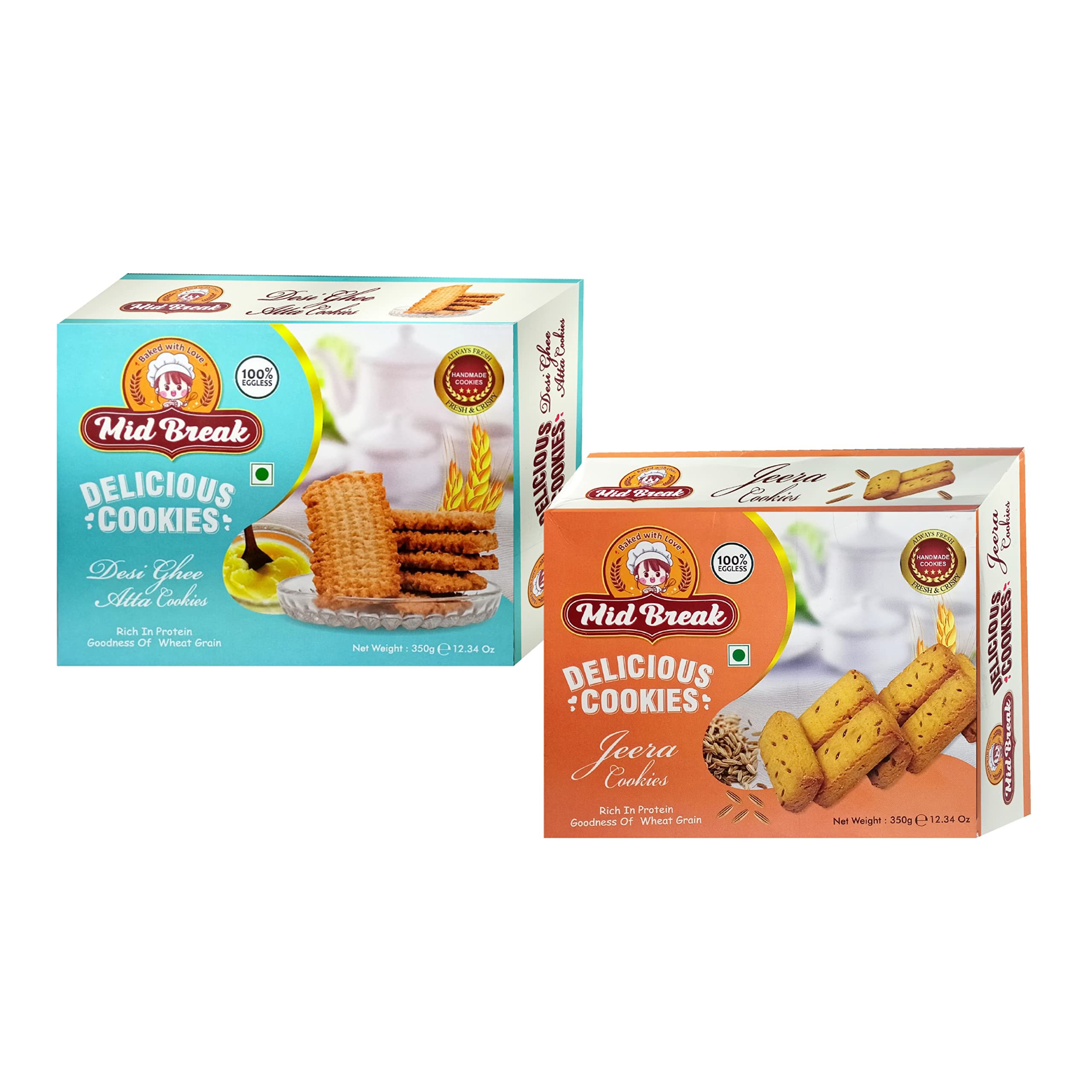 MidBreak - Desi Ghee Atta & Jeera Cookies [ Pack of 2] | Premium Handmade Cookies | Atta & Jeera Biscuits | Total: 650g (B0B984CDF9) Amazon Price History, Amazon Price Tracker