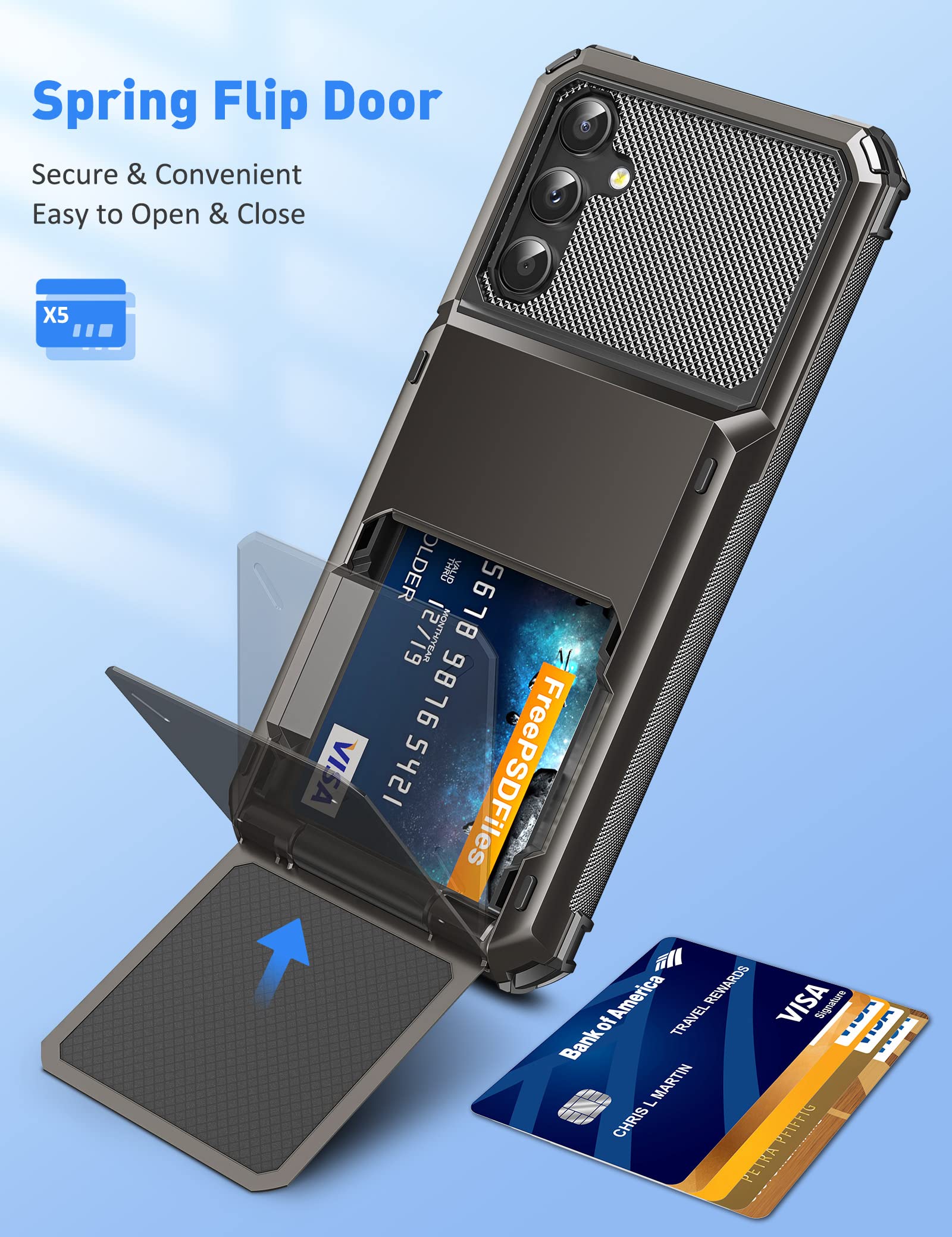 COOYA for Samsung A14 5G Case Wallet 5 Credit Card Holder ID Slot Flip Cover Galaxy A14 5G Wallet Case Back Pocket Protective Hard Shell Rubber Bumper Armor for Samsung Galaxy A14 5G Bronze Gunmetal