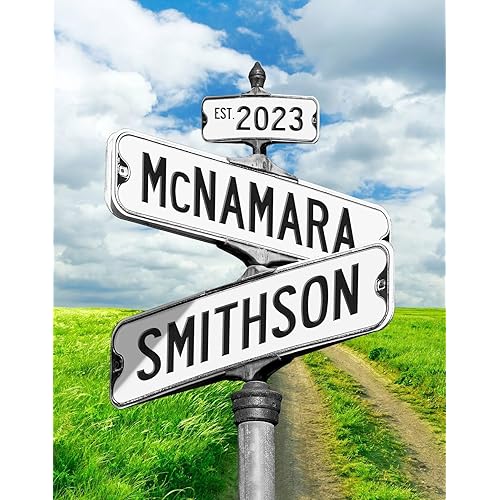 Personalized Name Vintage Street Sign Poster, Custom Name Intersection Sign Poster Print Wall Art For Couple, Gift for Anniversary Birthday Christmas