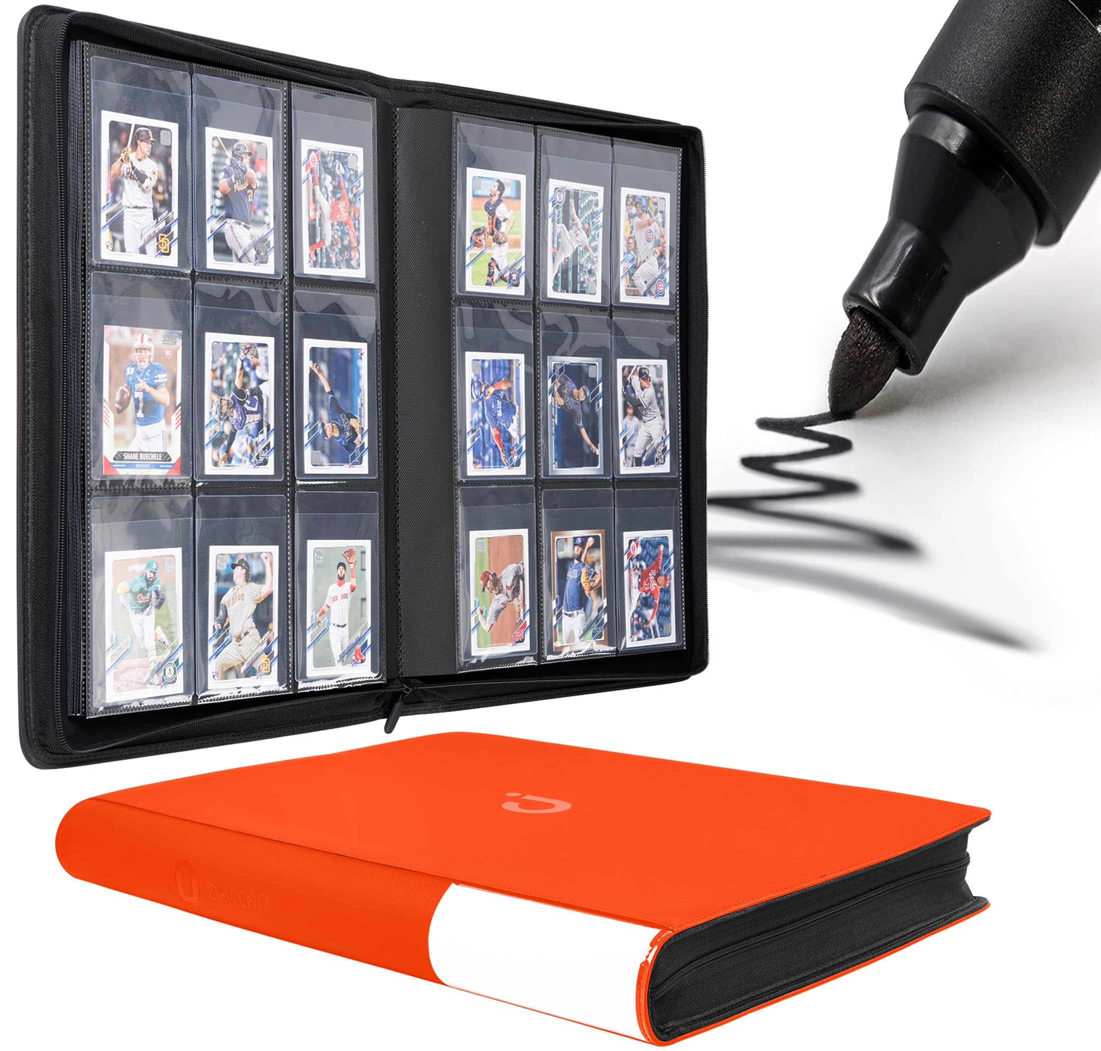 Semi Rigid Card Holder Binder - Card Saver 1 Binder for Semi Rigid Card Holders, Semi Rigid Card Holder Album Fits 360 Cards（Model A，Classic Orange）