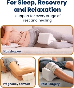 Everlasting Comfort Memory Foam Knee Pillow for Side Sleepers Sciatica Pain Relief, Adjustable Strap Leg Pillow for Knee, Back & Hip Alignment (Pack of 2)