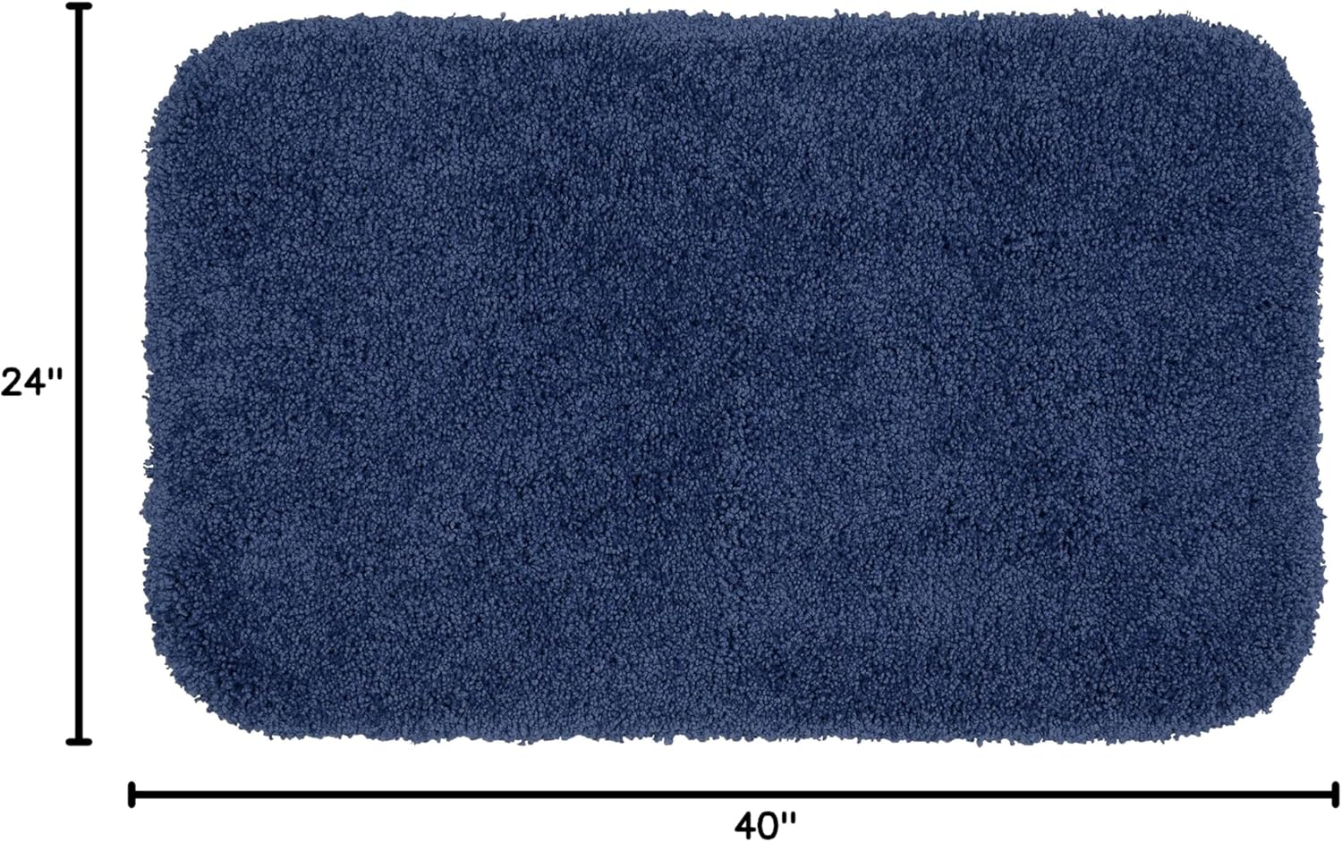 Garland Rug Serendipity Navy Blue 24 in. x 40 in. Shaggy Nylon Washable Bathroom Rug Set - Soft, Absorbent, and Stylish for Your Bathroom
