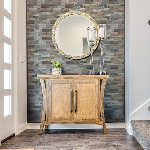 Miniatura 2 de Yipscazo 10 hojas para despegar y pegar para azulejos de cocina, madera rústica para salpicaduras de baño, chimenea, lavandería, azulejos de pared