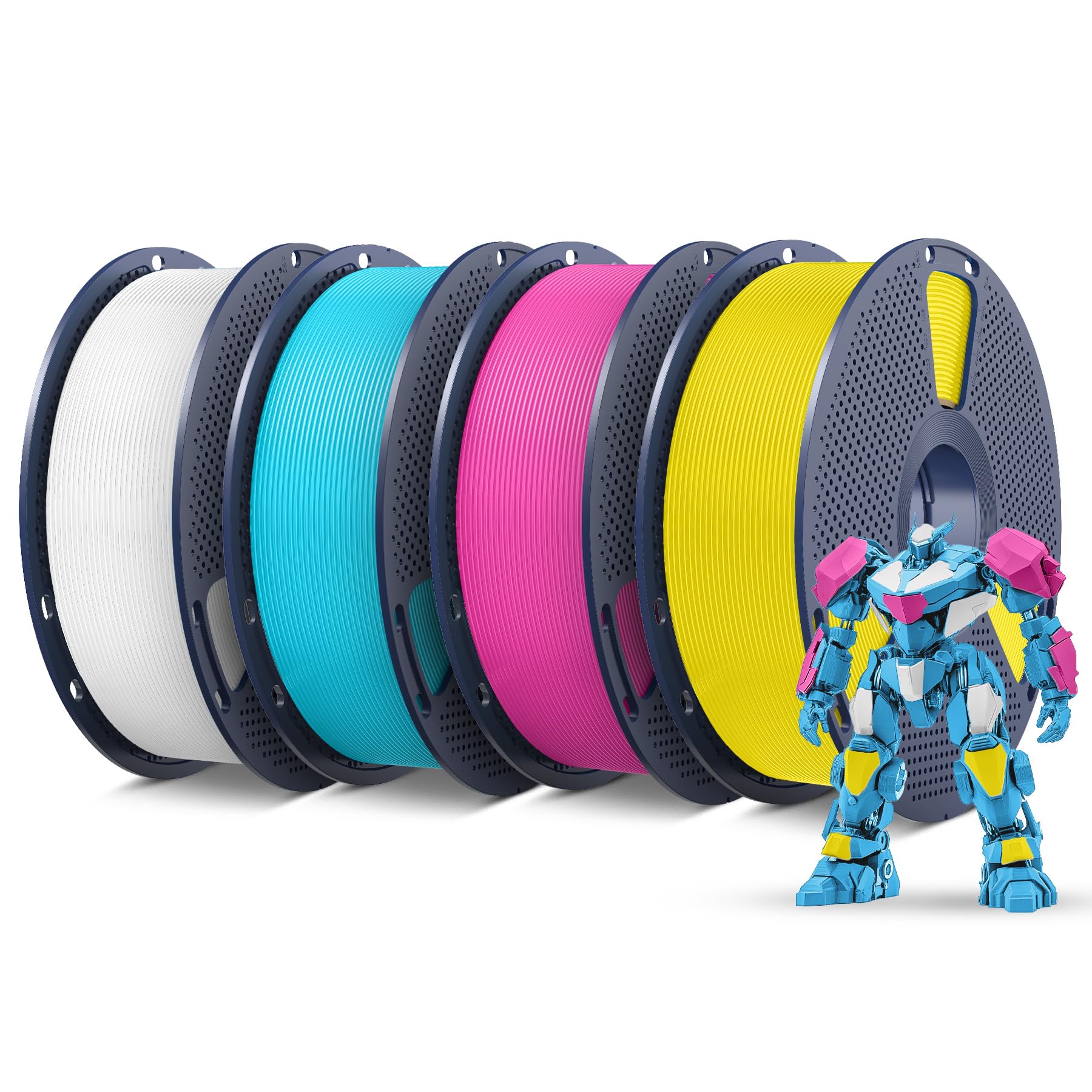 SUNLU PETG Filament 1.75mm,4kg,CMYK-White+Cyan+Magenta+Yellow