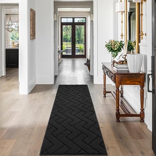 Miniatura 262 de hicorfe - Tapete para interiores, para puerta delantera o trasera, parte trasera de goma, antideslizante, absorbente, resistente a la suciedad, Café