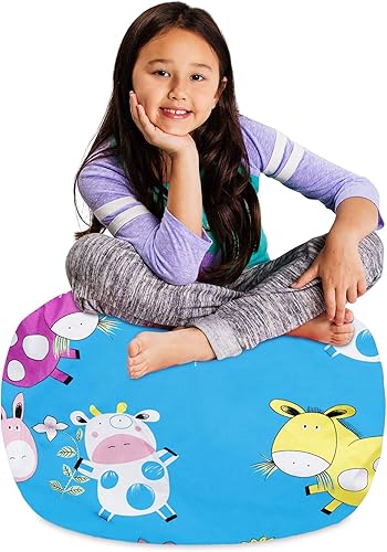 Miniatura 209 de Posh Funda de Silla Puf Rellenable para Almacenamiento de Animales de Peluche para Niños - Organizador de Juguetes Infantiles, Grande-38 - Lona