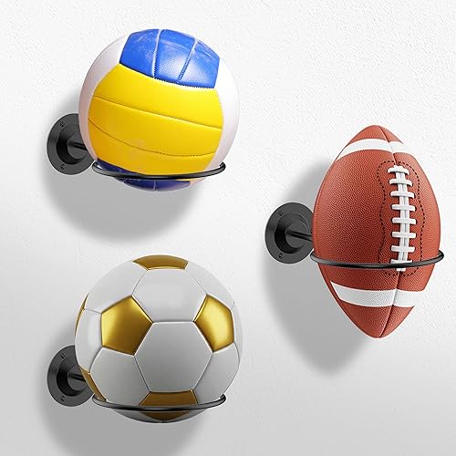 Miniatura 5 de S SUCHEK Basketball Holder Wall Mount, Ball Holder Wall Mount, Ball Display Wall Storage for Basketball, Soccer Ball, Volleyball, Football, Rugby