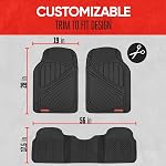 Motor Trend FlexTough Performance All Weather Rubber Car Floor Mats with Cargo Liner – Full Set Front & Rear Floor Mats for Cars Truck SUV, Automotive Floor Mats (Black)